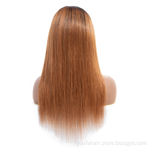 12A Brazilian Virgin Human Hair Ombre Colored 1b/30 Blonde Transparent Lace Frontal Wigs Pre Plucked Remy 13x4 HD Lace Front Wig